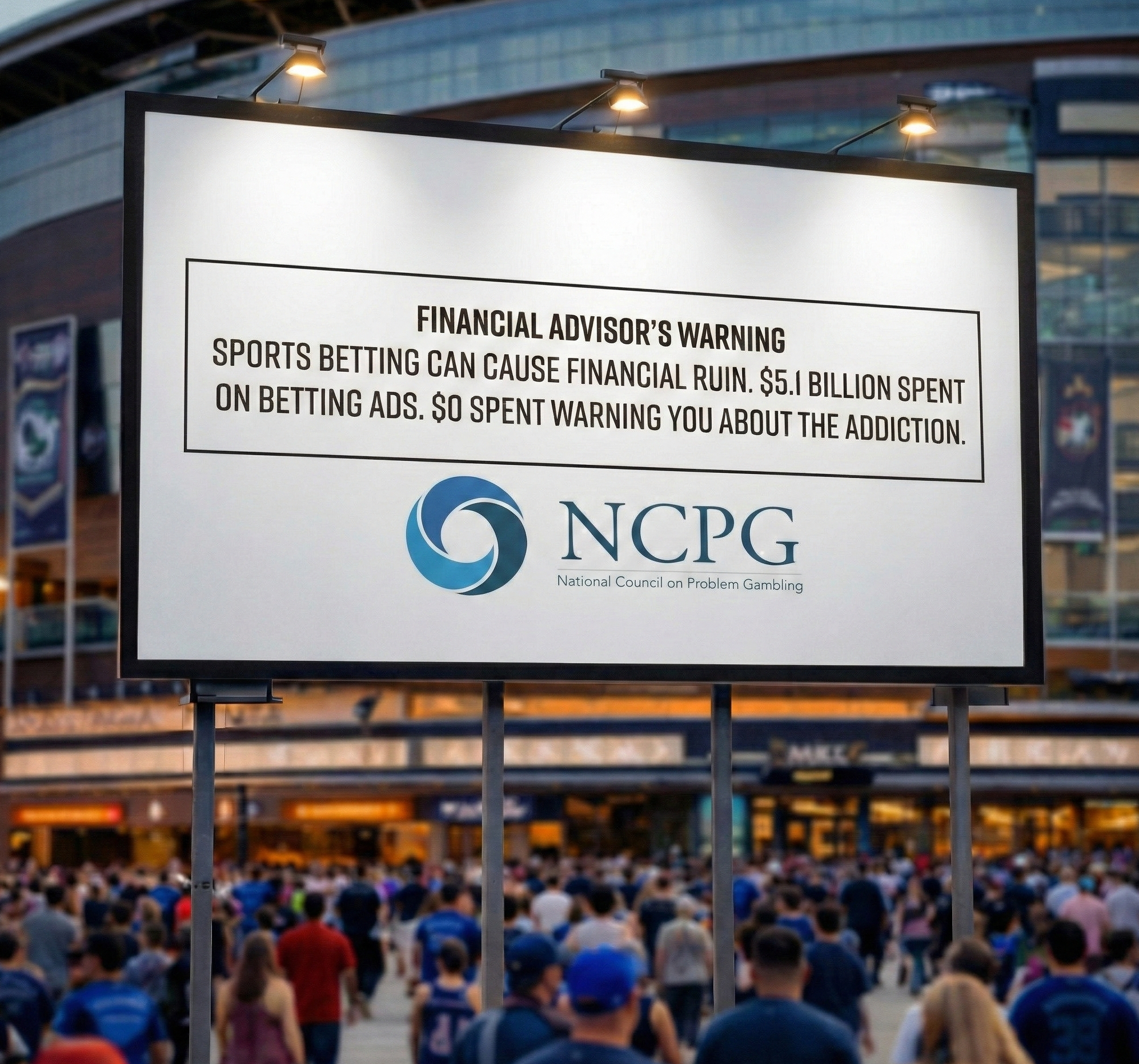 NCPG billboard with surgeon general warning