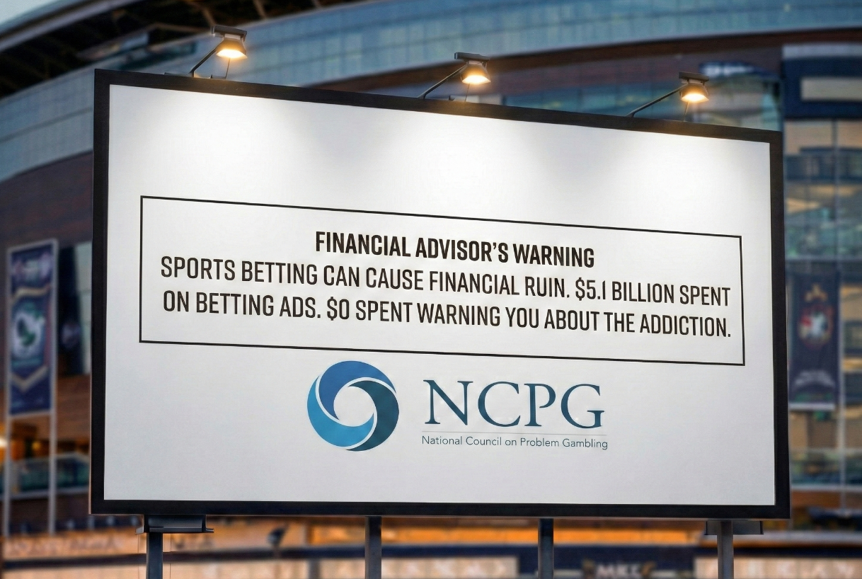 NCPG billboard with surgeon general warning